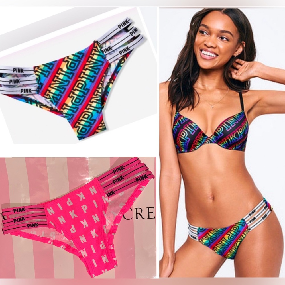 2 PINK Victoria’s Secret Cotton Strappy Cheekster panties bundle PINK Cheeky